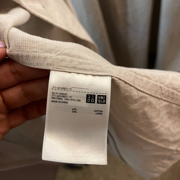 INES DE LA FRESSANGE for Uniqlo tan linen shirt jacket with buttons M/L Women's - Picture 2 of 4